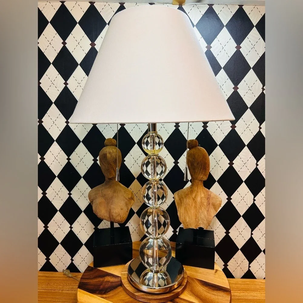Heavy‎ Crystal Table Lamp Stacked Glass Orbs no Shade| Very Tall
